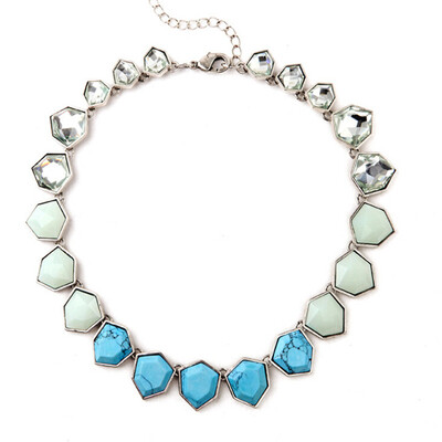 

Aiyaya High Quality Crystal 5 Point Star Blue White Clear Statement Necklace Chain