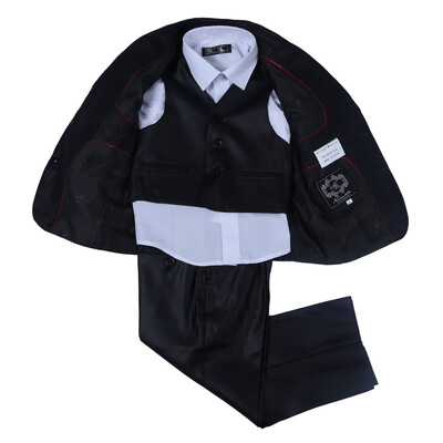 

Nimble Little Boys Light Shining Black Suit with Shirt&Tie Size 2-13 100 Polyester