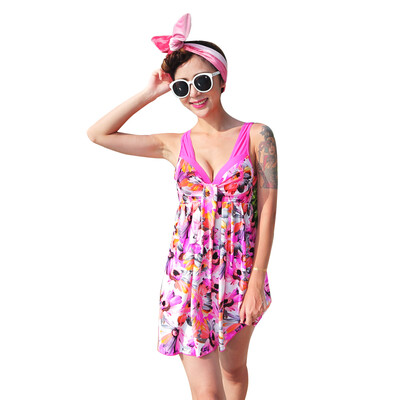 

Qiaohai (QIHAI) 6158-1 new swimsuit women's body skirt-type flat angle was thin cover belly steel towers gathered small chest Korean swimsuit M