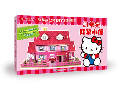 

凯蒂猫立体DIY木制拼插凯蒂猫红顶小屋