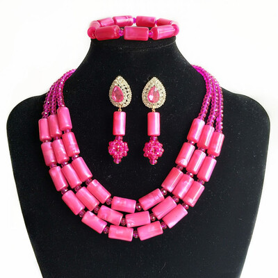 

Colorful Imitation Red Coral Dubai Jewelry African Beads Necklace Earrings Bracelet Set Nigerian Bridal Clothing Wedding Jewelry