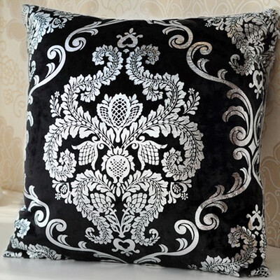 

5555CM Black Silver Embroidery Customized Pillow Case Wedding Room Sofa Chair Bedding Hotel Decorative Cushion Cover Pillowslip