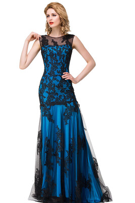 

Elegant Lace Mermaid Long Evening Dresses Bridesmaid Tulle Lace Appliques Scoop Formal Party Gown