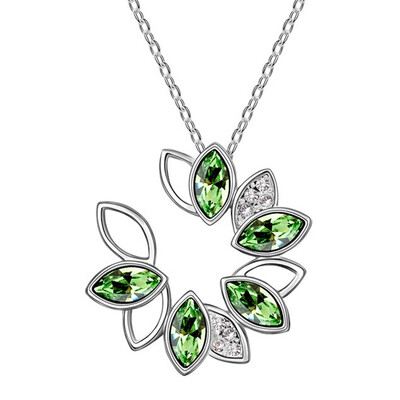 

Luxury Crystal Flower Necklaces Pendants Made with Crystals from Swa Elements Choker Bijoux Femme White Gold Plated 5568