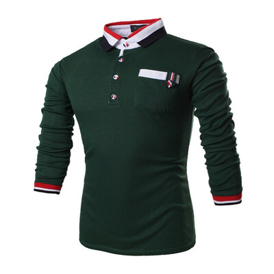

Zogaa New Men's POLO Shirt Splice Fashion Slim Long Sleeve