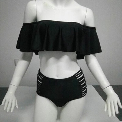 

Swimsuit Sexy Big Lotus Leaf Solid Bikini One Shoulder Womens Swimsuits High Waist Beach Bathing Suit