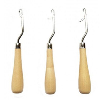 

3pcs Wooden holder Latch Crochet Hair Needle Hook Dreadlock Tools Dolago