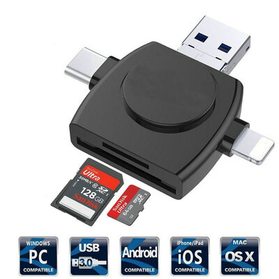 

X-FLASH SD Card Reader Micro SD&TF USB C Card Reader Adapter for iPhone iPad Android Mac PC 4 in 1 Memory Card Camera Reader