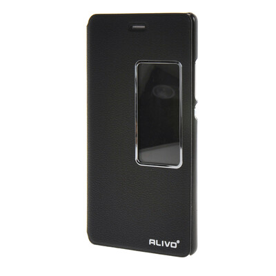 

MOONCASE Case for Huawei Ascend P8 Case Slim View Window Leather Flip Bracket Back Cover Black
