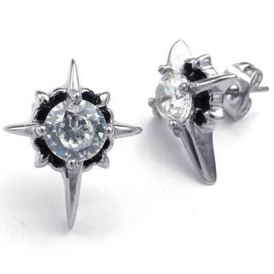 

Hpolw Mens Womens Cubic Zirconia Stainless Steel Cross Star Stud Earrings Silver