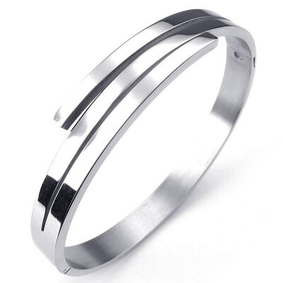 

Hpolw Womens made of solid silver Stainless Steel Classic Cuff Bangle Bracelet
