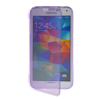 

MOONCASE Flip Wallet Soft Gel TPU Silicone Back Shell Case Cover for Samsung Galaxy S5 I9600 Purlpe