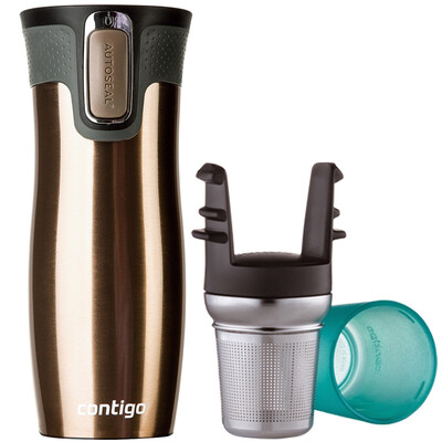 

contigo double vacuum stainless steel insulation cup cup car cup outdoor car cup 450ML soil Hao gold HBC-WL