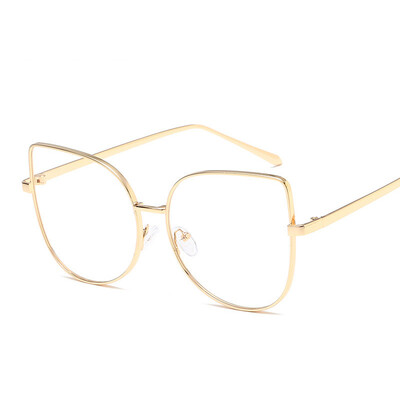 

Мода Женщины Металлические Незеркальные Очки Cat Eye Frame Мужчины Прозрачные Линзы Очки Обычное Зеркало Oculos de grau