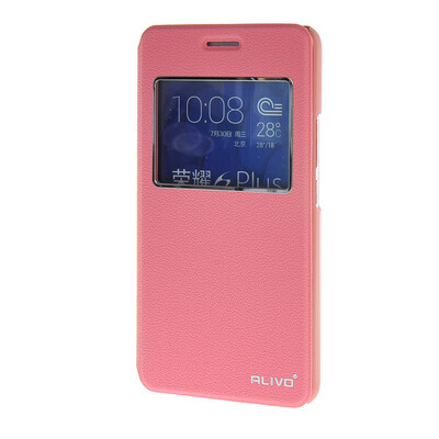 

MOONCASE ЧЕХОЛ ДЛЯ Huawei Honor 6 Plus Slim View Window Leather Flip Bracket Back Cover Pink
