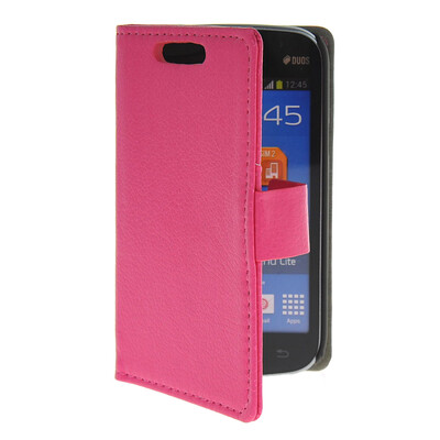 

MOONCASE Slim Leather Flip Card Pouch with Kickstand Shell Back ЧЕХОЛ ДЛЯ Samsung Galaxy Trend Lite S7390 S7392 Hot pink