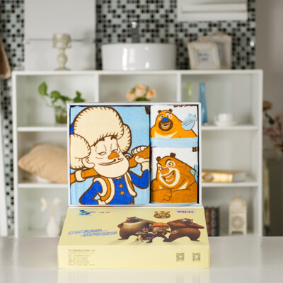 

Jingdong Supermarket Fu Li Jieyu cotton children&39s towel three-piece bear bear towel towel bath towel gift boxed happy bear blue