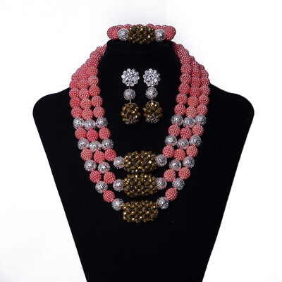 

Red&Yellow Bridal Necklace Set African Wedding Jewelry Set For Women Nigerian Wedding Beads Crystal Necklace Set Free Shipping