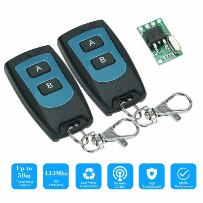 

433Mhz Universal Wide Voltage DC 7V-36V Super Mini Body Wireless Remote Control Switch Receiver Module 10A Relay And 5PCS 2 Key RF
