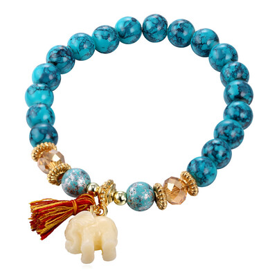 

U7 Turkish Jewelry 2016 Bead Bracelets For Women Fashion Turquoise Blue Stone Cute Elephant Bracelet Bangle Bohemian Style