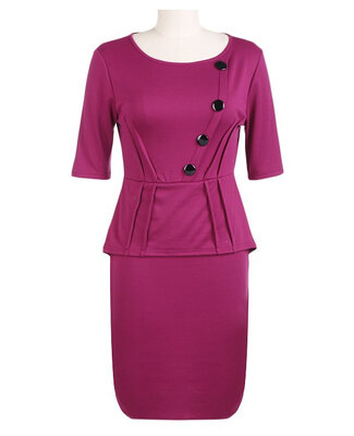 

Womens Vintage Elegant Tunic Half Sleeve Peplum Wear To Work Party Bodycon Pencil Dress