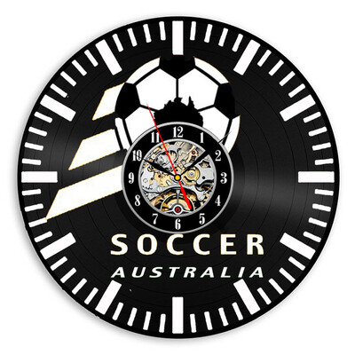 

Wall Clock Australia Soccer Team Vinyl Record Clock Football Wall Art Home Decor Football Memorial Gift