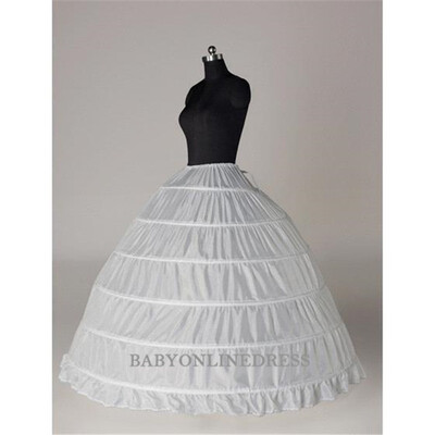 

High Quality 2018 New Fashion 6 Hoops Wedding Petticoat White Crinoline Underskirt for Wedding Dress Bridal Gowns