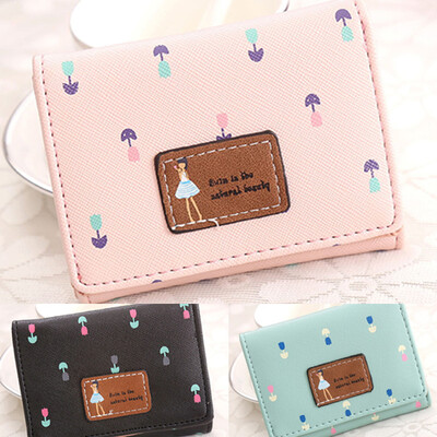 

Fashionable Lovely Cartoon Lady Wallet Girls Short Smash Floral Purse Card Bag