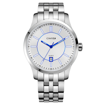 

Comtex Luxury Stainless Steel Watch Men's Wrist Watch Analogue Display Quartz Movement Waterproof Calendar Watches