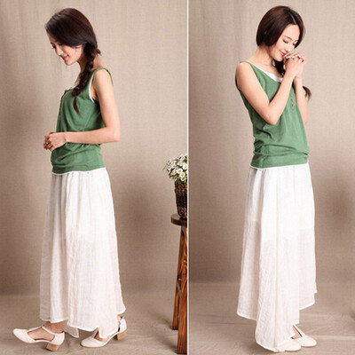 

Хлопок жилет женский летом свободные большие ярдов поддельные два трикотажные ремни дна