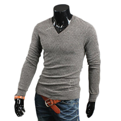 

Zogaa New Men's Knitwear Slim Long Sleeve V Collar