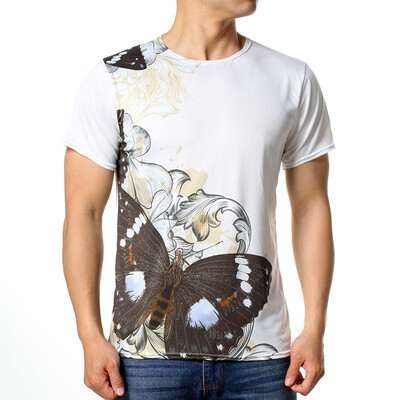 

Mens Fashion Summer Top Printed Slim Fit Short Sleeve Shirt