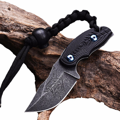 

CHACHEKA 7CR17 Stainless Steel Pirate Skull Pattern Fixed Blade Knife Survival Small Straight Knives Camping Hunting EDC Tools