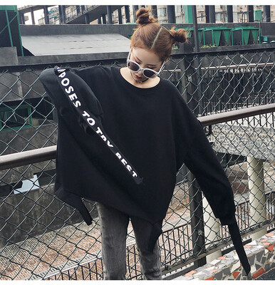 

Women Harajuku Loose Long Sleeves T-shirt Strap Letter Print Tshirt Sweatshirt And Pullover Oversized Bts Kpop Clothes Tops