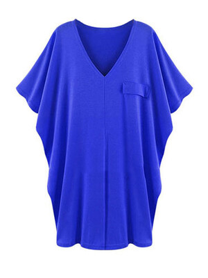 

Plus Size Solid Short Sleeve Women V Collar Casual T-shirt