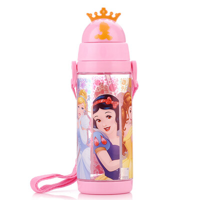 

Disney Plastic Cup Tritan Материал Детский ремешок Всасывающая чашка для воды Студенческая бутылка для воды 550 мл Принцесса-порошок