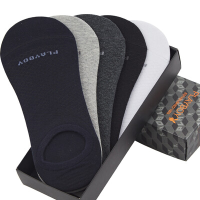 

Jingdong supermarket] Playboy men socks thin cotton socks net color shallow mouth socks 5 double mixed color 26-28cm