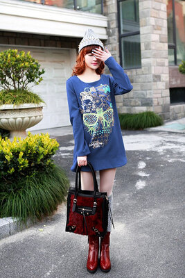 

Fashion Autumn Floral Printed Long Sleeve Women Ladies T shirt Tops Bottoming