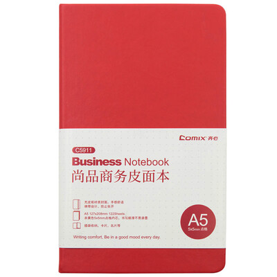 

Coix C5911 A5 Business Leather Notebook Diary Creative Grid Notepad 122 Red