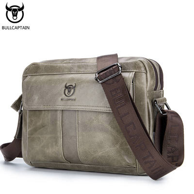

BULLCAPTAIN Mens Briefcase Leather Genuine Leather Men Bag Men Shoulder Bags Mens Crossbody Bag Brand Crossbody bag
