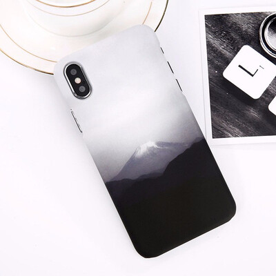 

Phone Case For iPhone 7 8 6 6S Plus X Mount Fuji Cases Moon Stars Pattern Matte Hard PC