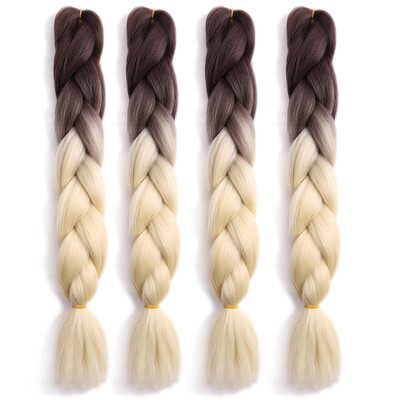 

63 Colors 4 piecelot Synthetic 2T3T4T High Temperature Fiber Ombre Braiding Hair 24 inch Jumbo Braids Hair Extensions