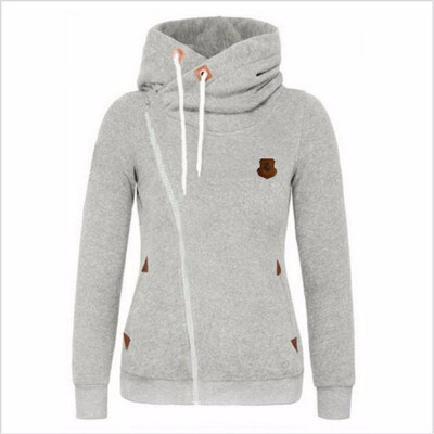 

Womens new fashion hooded long-sleeved sweater coat casual zipper shirt