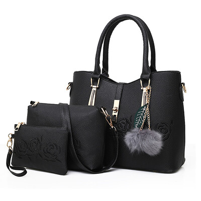 

Fashion Handbags Embroidered Flowers Three Piece Printing Shoulder Bags