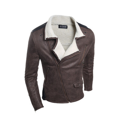

Zogaa New Men' Leather Clothing Cashmere Multi Zip