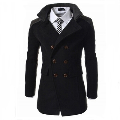 

Zogaa New Men's Wool Coat Double Wool Warm Stand Callar Double-breasted