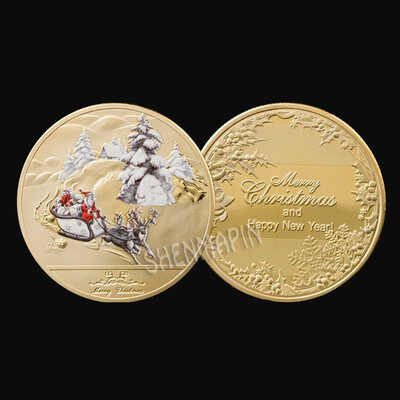 

1Pcs Goldsilver Merry Christmas coin Santa Claus coin Non-currency Coins exquisite holiday party gifts