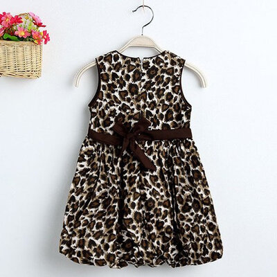 

Fashion Baby Girls Leopard Sleeveless Bubble Dress High Waist Sundress