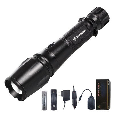 

Shanglong outdoor light zoom flashlight set black Mamba aviation aluminum import XML-T6 light bulb 5 files dimming lithium battery charger SL-E36