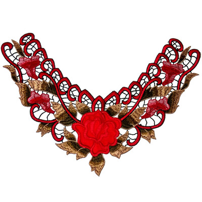 

1PC Embroidered Floral Lace Neckline Neck Collar Trim Clothes Sewing Patch A